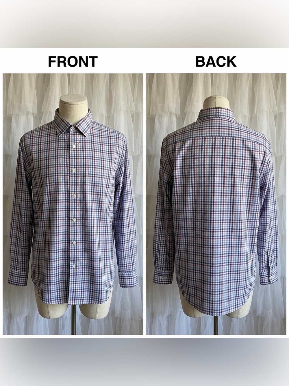 Croft & Barrow Men’s Plaid Pattern Classic Fit Dress Shirt Size 17.5 34/35(NWOT)
